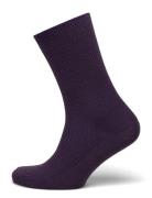 Fine Wool Rib Socks Mp Denmark Purple