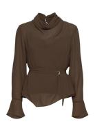 Pyla Sheer Drapey Top Dante6 Brown