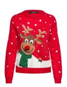 Vmsnowy Deer Ls O-Neck Xmas Vero Moda Red