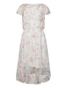 Dress Hi And Low Chiffon Aop Lindex White