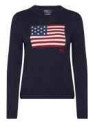 Flag Cotton Crewneck Sweater Polo Ralph Lauren Navy