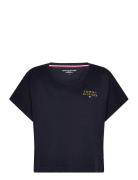 Ss T-Shirt Gold Embroidery Tommy Hilfiger Navy