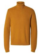 Slhzig Ls Knit Structure Roll Neck Selected Homme Orange