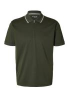 Slhreg-Dan Ss Zip Polo Selected Homme Green