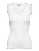 Rmwbalta Modal Sl Lace Placket Top RM By Rosemunde White