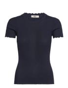 Rmwbea Lace Ss Top RM By Rosemunde Navy