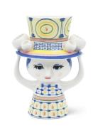 Lady With Hat Vase H20.5 Cm Blue Bjørn Wiinblad Blue