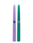 Tough Love Green/Purple Candle Set Of 2 Anna + Nina Patterned