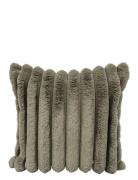 C/C 50X50 Fake Fur Stripe Grey Ceannis Green