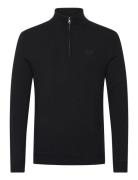 Essential Emb Knit Half Zip Superdry Black