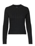 Fitted Cable Crew Neck Jumper Superdry Black