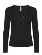 Top Ls Waffle Henley Hunkemöller Black