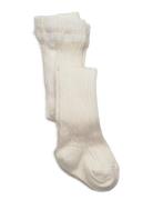 Cable Knitted Stockings Offwhite Geggamoja Cream