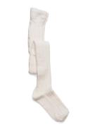 Cable Knitted Stockings Offwhite Geggamoja Cream