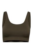 Khaki Ribbed Seamless Bra Aim´n Green