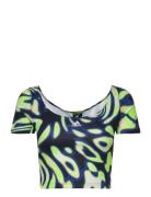 Vibrant Print Crop T-Shirt Adidas Sportswear Navy