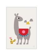 Alpaca Poster & Frame Patterned