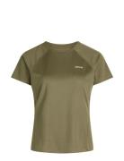 Women Sports T-Shirt With Chest Print ZEBDIA Khaki