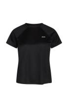 Women Sports T-Shirt With Chest Print ZEBDIA Black