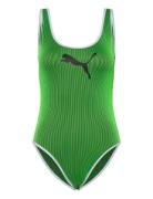 Puma Swim Women Contour Rib Swimsui Puma Swim Green