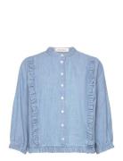 Pd-Francesca Denim Frill Shirt Pieszak Blue