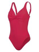 Womens Shaping Cross Knot 1 Piece Speedo Pink