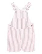 Striped Cotton Dungarees Mango Red