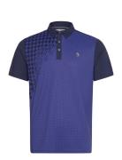 Asymmetrical Pete Gingham Colour Block Polo Original Penguin Golf Blue