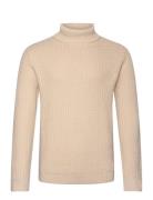 Slhzig Ls Knit Structure Roll Neck Selected Homme Cream