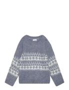 Jacquard Knitted Sweater Mango Blue