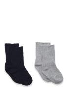 2 Pack Ribbed Socks Mango Grey