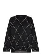 Objester Ls Knit Top Aop Noos Object Black