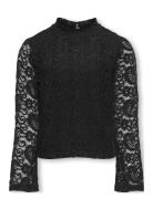 Kogmilly L/S Flared Sleeve Lace Top Jrs Kids Only Black