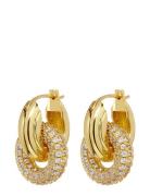 The Pave Interlock Hoops-Gold LUV AJ Gold