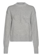 Ck Intarsia Loose Sweater Calvin Klein Jeans Grey