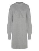 Ck Intarsia Loose Sweater Dress Calvin Klein Jeans Grey