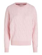 Soft Wool Cable C-Nk Ls Swt Tommy Hilfiger Pink