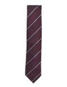 Polyester Tie With Stripe 7 Cm Lindbergh Black Burgundy