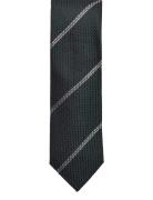 Green White Striped Grenadine Tie AN IVY Green