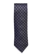 Navy Woven Flower Silk Tie AN IVY Navy