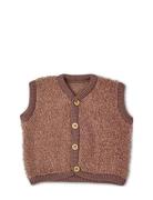 Vest Bouclé Merino Wool W. Buttons Smallstuff Brown