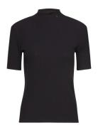 Core Mock Neck Rib T-Shirt Scotch & Soda Black