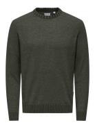 Onseddy Reg 7 Wool Crew Knit ONLY & SONS Khaki