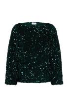 Vifaith Boat Neck L/S Sequin Top/Vol Vila Green