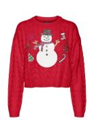 Vmsnowman Cable Ls Short Pullover Xmas Vero Moda Red