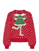 Vmsparkle Elfie Ls O-Neck Pull. Xmas Vero Moda Red