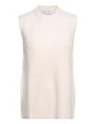 Rib O-Neck Long Vest Davida Cashmere White