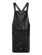 Leather-Effect Pinafore Dress Mango Black