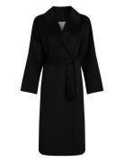 Ls Df Wool Long Wrap Coat Calvin Klein Black