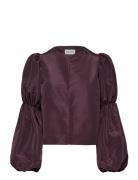 Zoey Double Pouf Sleeve Blouse Malina Burgundy